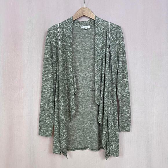 89th + Madison Waterfall Drape Cardigan Gray S | Soft Stretch Lightweight Layer - Picture 2 of 7